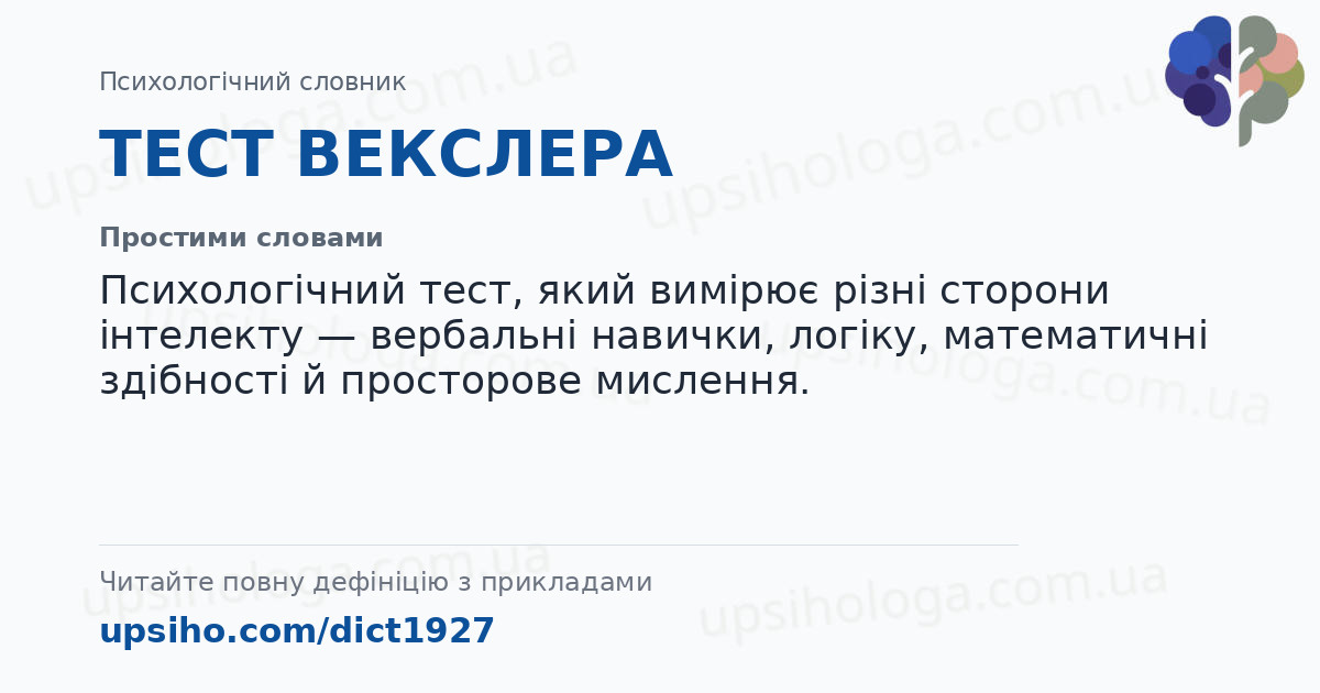 ТЕСТ ВЕКСЛЕРА — Простими словами