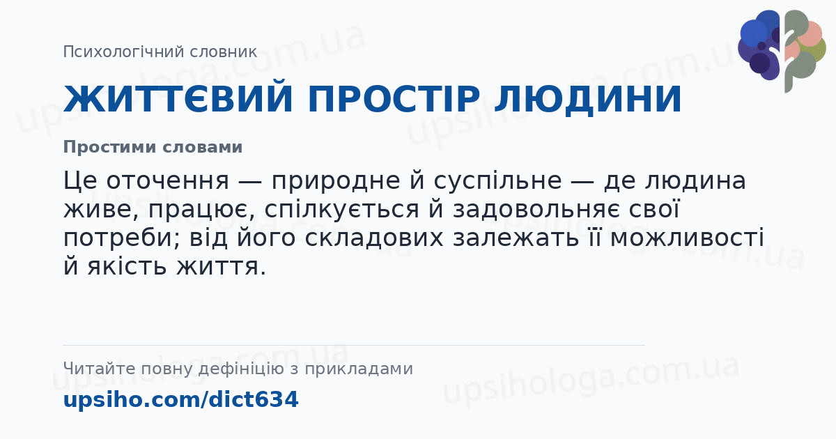 ЖИТТЄВИЙ ПРОСТІР ЛЮДИНИ — Простими словами