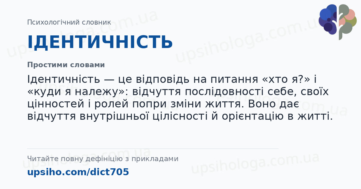 ІДЕНТИЧНІСТЬ — Простими словами