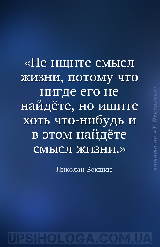 Не ищите смысл жизни, потому что нигде его не найдёте, но ищите хоть что-ни... — Николай Векшин