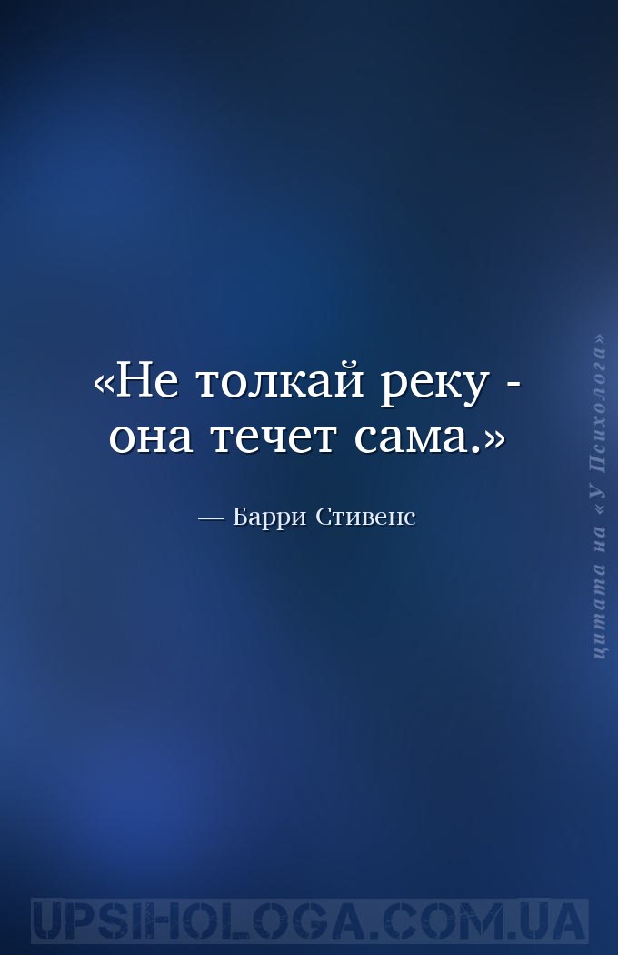 Не толкай реку - она течет сама. — Барри Стивенс