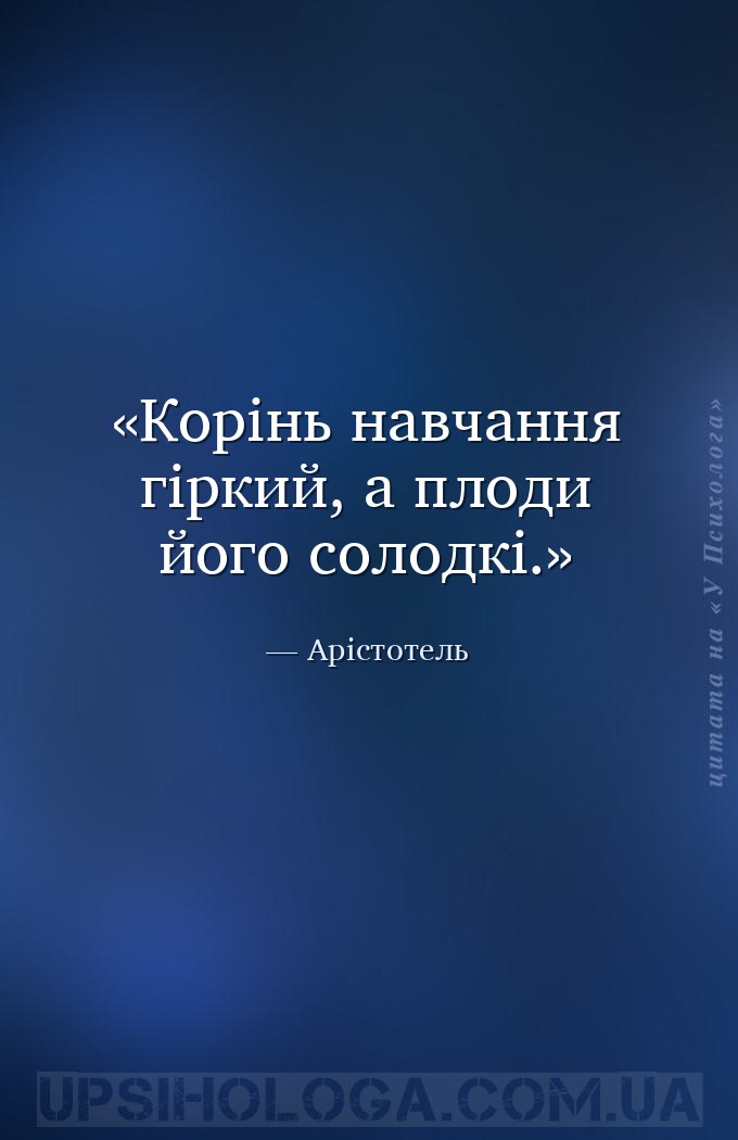 Корінь навчання гіркий, а плоди його солодкі. — Арістотель