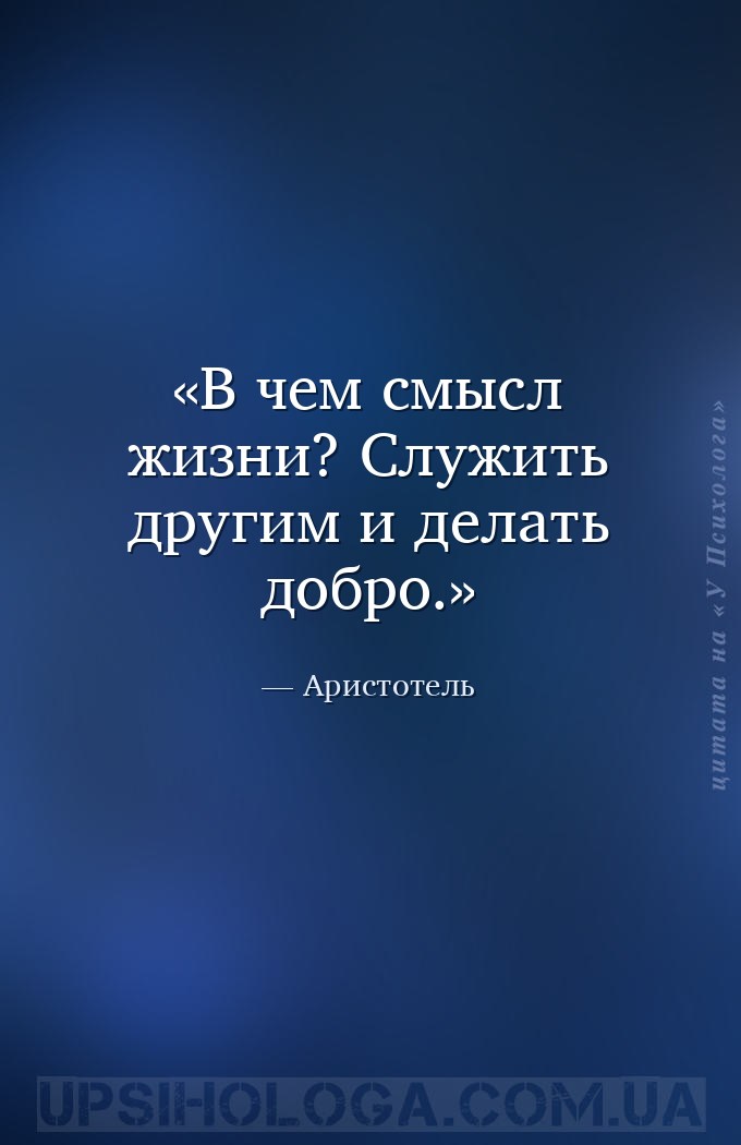 В чем смысл жизни? Служить другим и делать добро. — Аристотель