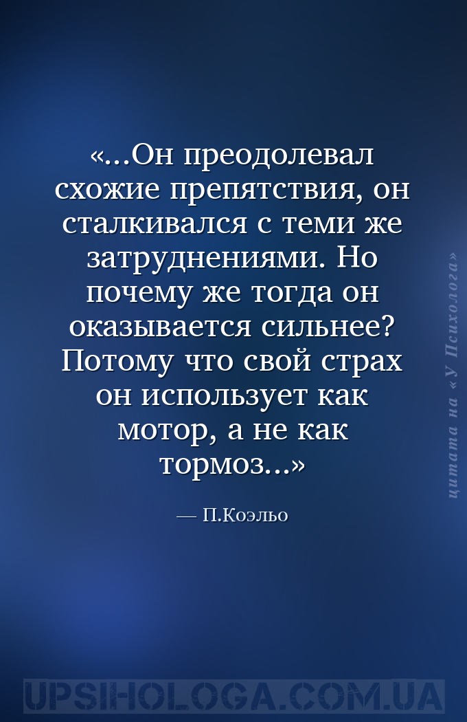 ...Он преодолевал схожие препятствия, он сталкивался с теми же затруднениям... — П.Коэльо