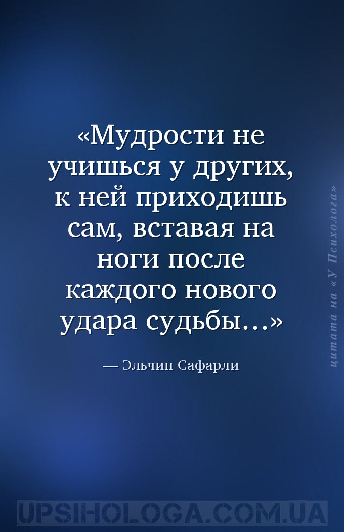 Мудрости не учишься у других, к ней приходишь сам, вставая на ноги после ка... — Эльчин Сафарли
